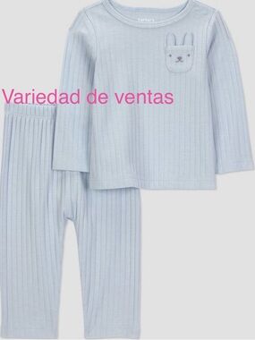 Carter's Pale Blue Ribbed Bunny Pocket